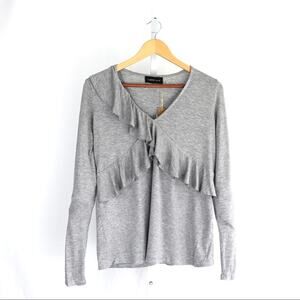 NEW! Women's Mustard Seed Gray Ruffle Long Sleeve Blouse Size Small